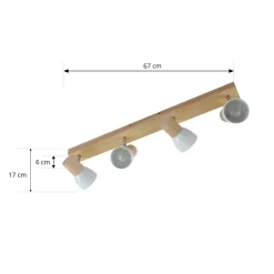 Loftlamper|Pendellamper ^ Lindby loftlampe Thorin, 67 cm, 4 lyskilder, hvid, træ, E14