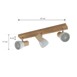 Lindby Gang|Loftlamper > loftlampe Thorin, 47 cm, 3 lyskilder, hvid, træ, E14