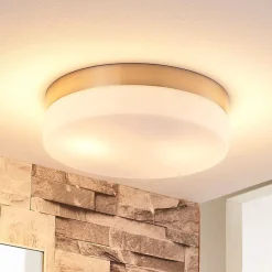 Lindby Loftlamper|Loftlamper > loftlampe til badeværelset Amilia, Ø 23,5 cm, E27, nikkel, glas