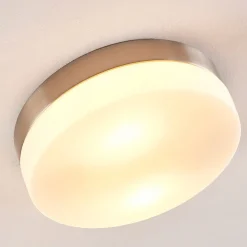 Lindby Loftlamper|Loftlamper > loftlampe til badeværelset Amilia, Ø 23,5 cm, E27, nikkel, glas
