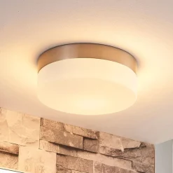Lindby Loftlamper > loftlampe til badeværelset Amilia, Ø 18 cm, E27, nikkel, glas