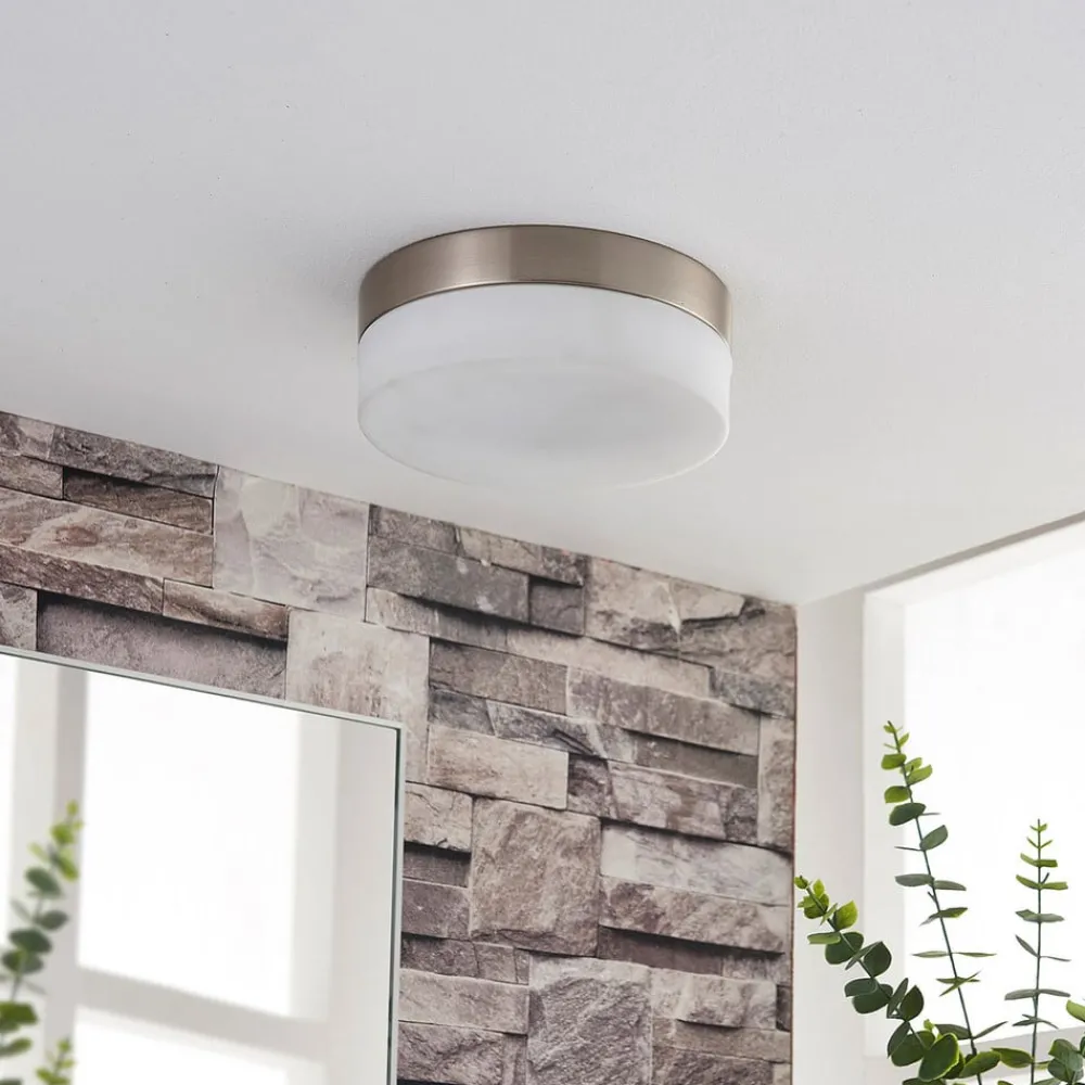 Lindby Loftlamper > loftlampe til badeværelset Amilia, Ø 18 cm, E27, nikkel, glas