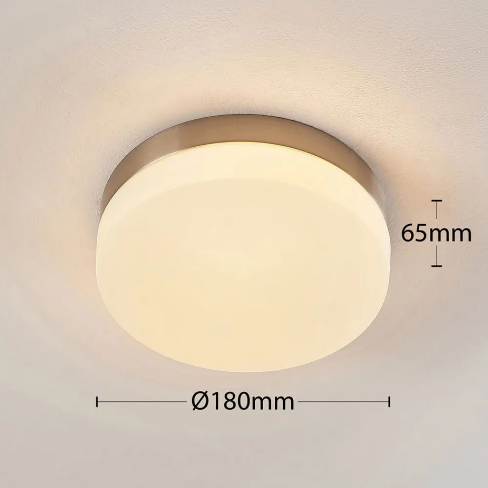 Lindby Loftlamper > loftlampe til badeværelset Amilia, Ø 18 cm, E27, nikkel, glas