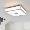 Loftlamper ^ Lindby loftlampe til badeværelset Eniola, 30 cm, hvid/grå, IP44