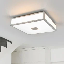 Loftlamper ^ Lindby loftlampe til badeværelset Eniola, 30 cm, hvid/grå, IP44