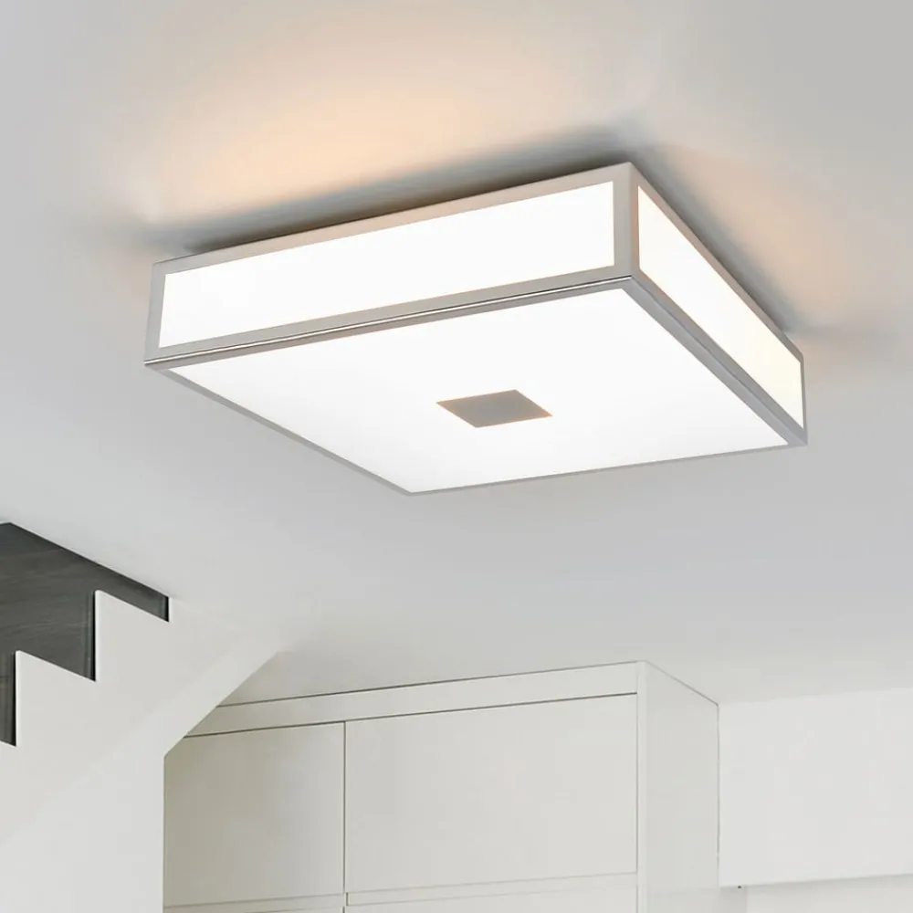 Loftlamper ^ Lindby loftlampe til badeværelset Eniola, 30 cm, hvid/grå, IP44