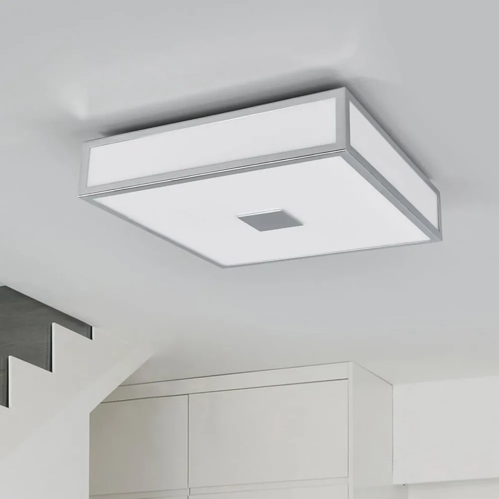 Loftlamper ^ Lindby loftlampe til badeværelset Eniola, 30 cm, hvid/grå, IP44