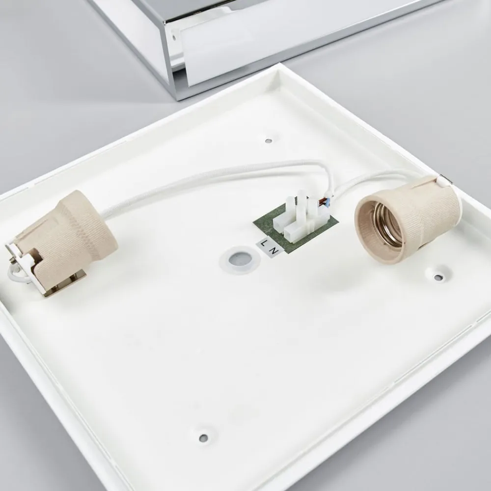 Loftlamper ^ Lindby loftlampe til badeværelset Eniola, 30 cm, hvid/grå, IP44
