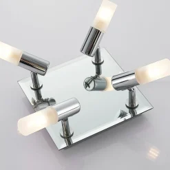 Loftlamper|Loftlamper ^ Lindby loftlampe til bad Zela, 32 cm, krom, 4 lyskilder, IP44