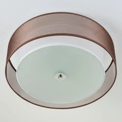 Lindby Gang|Loftlamper > loftlampe Tobia, brun, tekstil, Ø 50 cm, E27