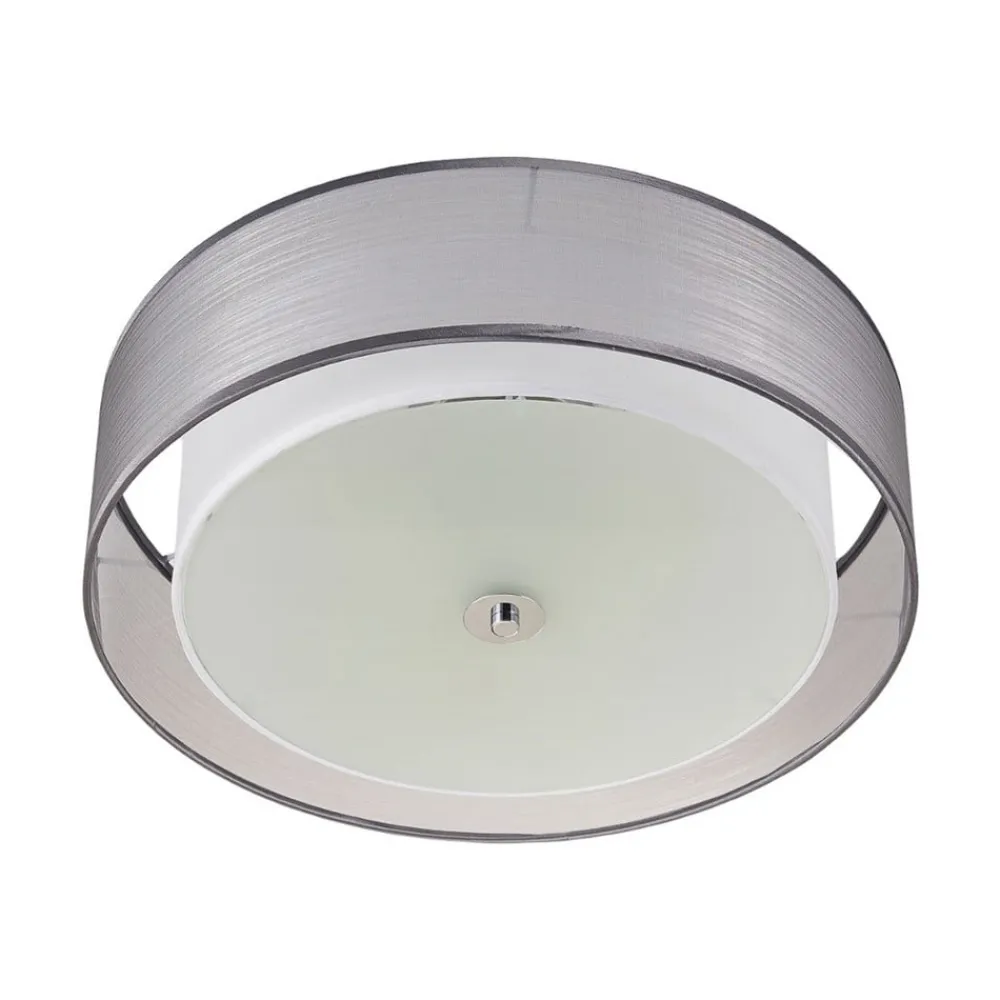 Lindby Loftlamper > loftlampe Tobia, grå, tekstil, Ø 50 cm, E27