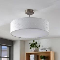 Lindby Gang|Loftlamper > loftlampe Umma, afstand, hvid, stof, Ø 50 cm, E27