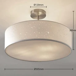 Lindby Gang|Loftlamper > loftlampe Umma, afstand, hvid, stof, Ø 50 cm, E27