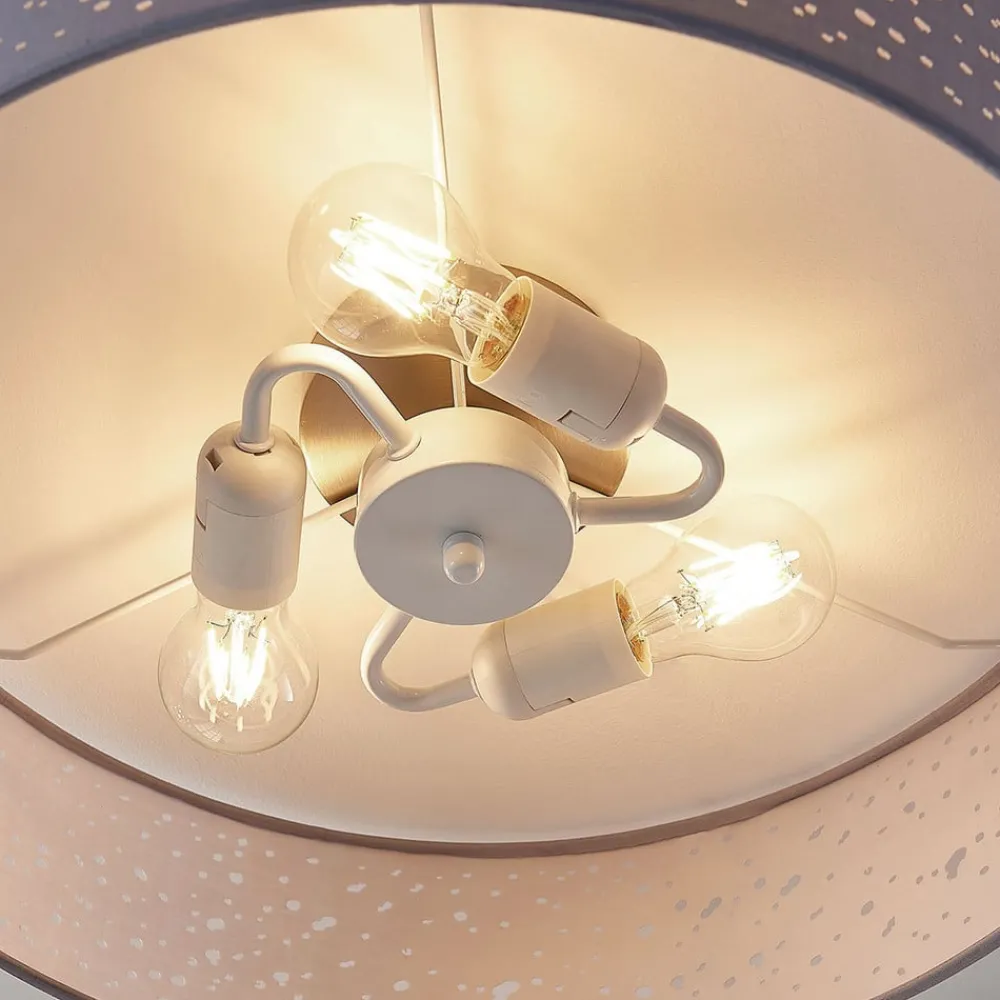 Lindby Loftlamper|Loftlamper > loftlampe Umma, grå, stof, Ø 50 cm, E27