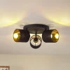 Lindby Loftlamper > loftlampe Vasilia, 3 lyskilder, sort/guld, stof