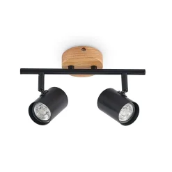 Loftlamper|Spotlights ^ Lindby loftlampe Xiomara, 2 lyskilder, 27 cm lang, træ