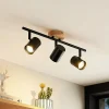 Gang|Loftlamper ^ Lindby loftlampe Xiomara, 3 lyskilder, 68 cm lang, træ