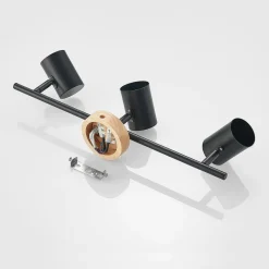Gang|Loftlamper ^ Lindby loftlampe Xiomara, 3 lyskilder, 68 cm lang, træ