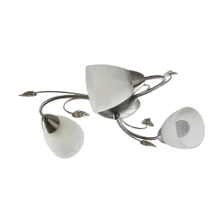 Lindby Loftlamper|Loftlamper > loftlampe Yannie, 3 lyskilder, 50 cm, nikkel/hvid, glas