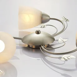 Lindby Loftlamper|Loftlamper > loftlampe Yannie, 3 lyskilder, 50 cm, nikkel/hvid, glas
