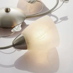 Lindby Loftlamper|Loftlamper > loftlampe Yannie, 3 lyskilder, 50 cm, nikkel/hvid, glas