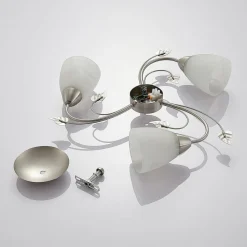 Lindby Loftlamper|Loftlamper > loftlampe Yannie, 3 lyskilder, 50 cm, nikkel/hvid, glas