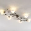 Gang|Loftlamper ^ Lindby loftlampe Yannie, 6 lyskilder, 106 cm, nikkel/hvid, glas