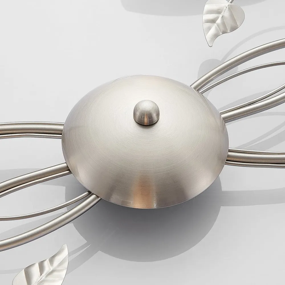 Gang|Loftlamper ^ Lindby loftlampe Yannie, 6 lyskilder, 106 cm, nikkel/hvid, glas