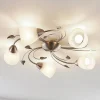 Lindby Gang|Loftlamper > loftlampe Yannie, 5 lyskilder, 60 cm, nikkel/hvid, glas