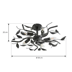 Gang|Loftlamper ^ Lindby loftlampe Yos, 5 lyskilder, 58 cm, sort-guld, E14
