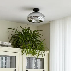 Lindby Gang|Loftlamper > loftlampe Zehra, Ø 28 cm, røgfarvet grå, glas