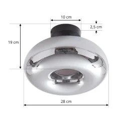 Lindby Gang|Loftlamper > loftlampe Zehra, Ø 28 cm, røgfarvet grå, glas