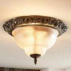 Loftlamper ^ Lindby loftslampe Anni, ætset glasskærm