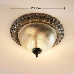 Loftlamper ^ Lindby loftslampe Anni, ætset glasskærm