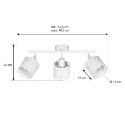 Lindby Spotlights > loftslampe Aralena, hvid, 3 lyskilder, længde 70,5 cm