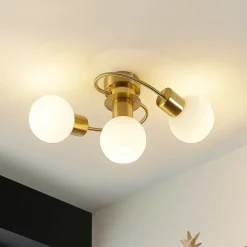 Lindby Gang|Loftlamper > loftslampe Ciala, 3-lys, messingfarvet, glas