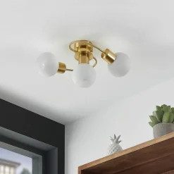 Lindby Gang|Loftlamper > loftslampe Ciala, 3-lys, messingfarvet, glas