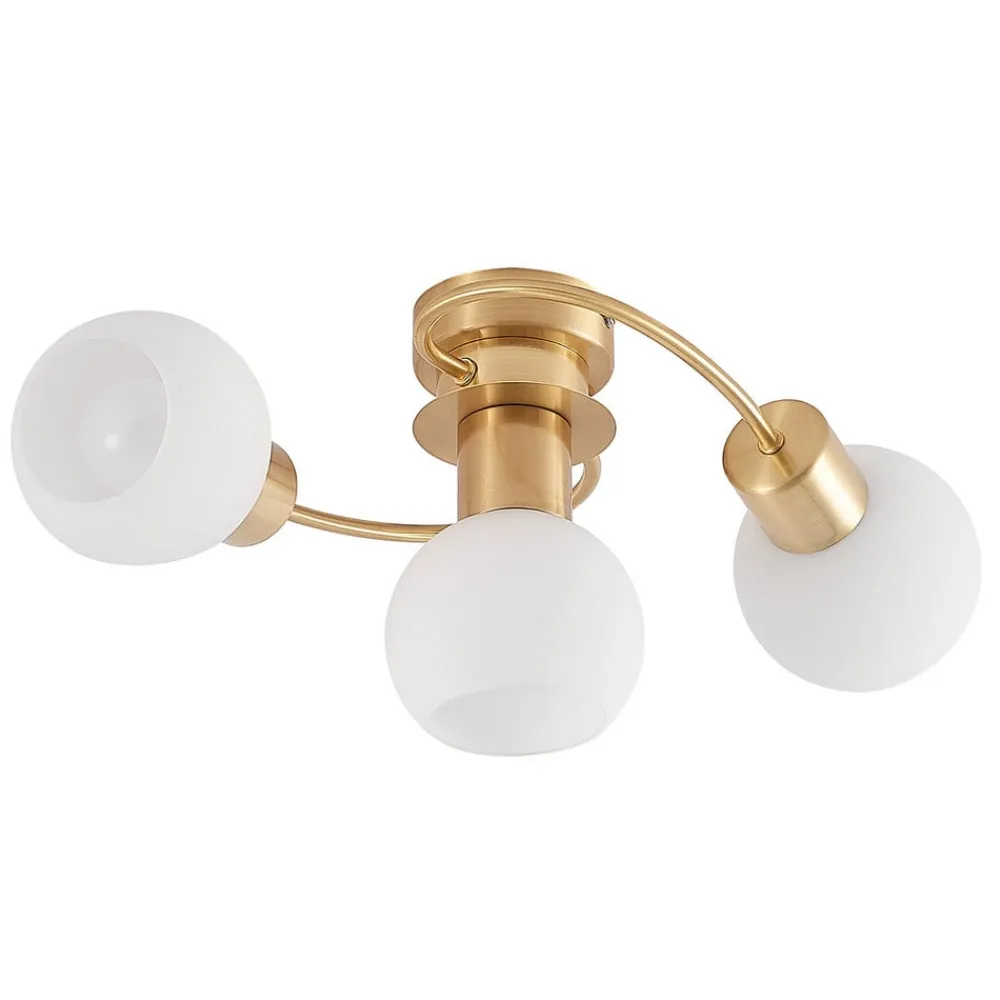 Lindby Gang|Loftlamper > loftslampe Ciala, 3-lys, messingfarvet, glas