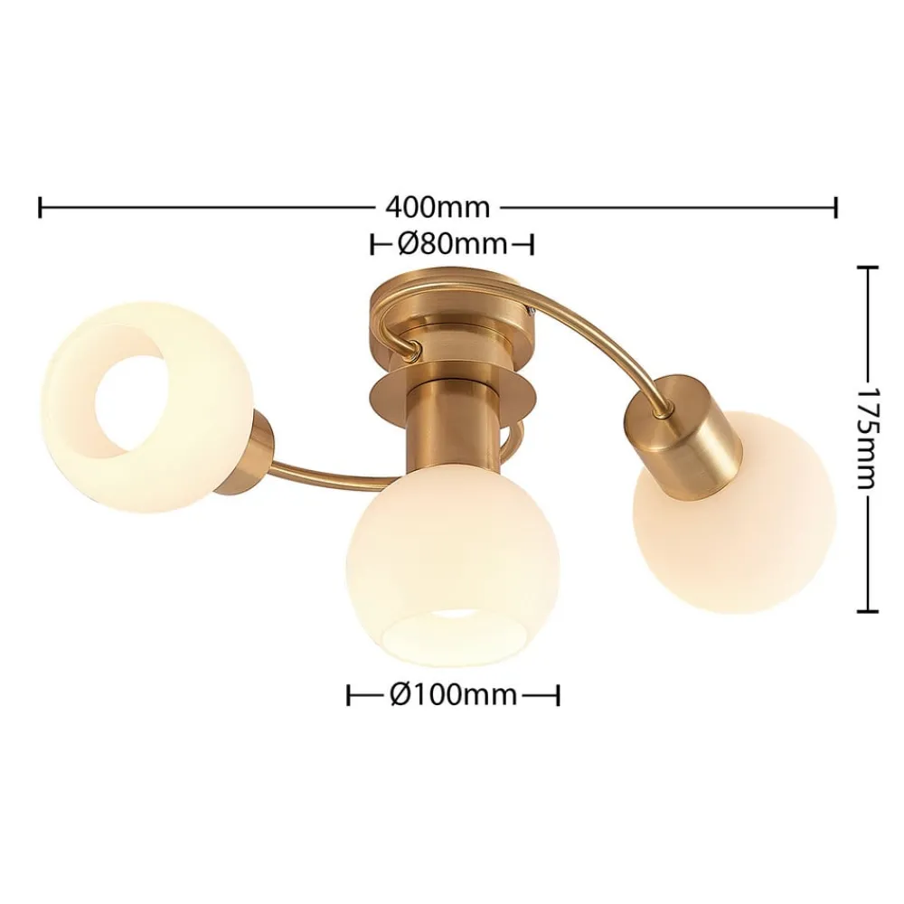 Lindby Gang|Loftlamper > loftslampe Ciala, 3-lys, messingfarvet, glas