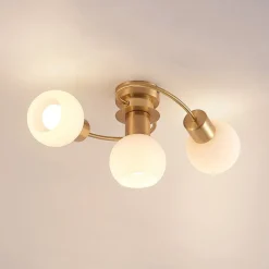 Lindby Gang|Loftlamper > loftslampe Ciala, 3-lys, messingfarvet, glas
