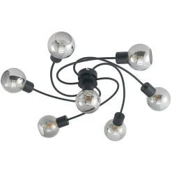 Lindby Loftlamper|Loftlamper > loftslampe Ciala, 7-lys, sort, smoke, glas