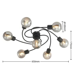 Lindby Loftlamper|Loftlamper > loftslampe Ciala, 7-lys, sort, smoke, glas
