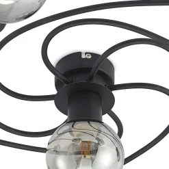 Lindby Loftlamper|Loftlamper > loftslampe Ciala, 7-lys, sort, smoke, glas