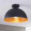 Loftlamper|Loftlamper ^ Lindby loftslampe Lya, Ø 31 cm, sort-guld, metal, E27