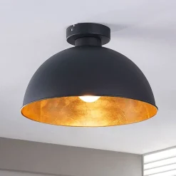Loftlamper|Loftlamper ^ Lindby loftslampe Lya, Ø 31 cm, sort-guld, metal, E27