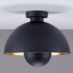 Loftlamper|Loftlamper ^ Lindby loftslampe Lya, Ø 31 cm, sort-guld, metal, E27
