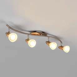 Lindby Loftlamper|Loftlamper > loftslampe Marena, 4-lys, glas, træ, 83 cm lang