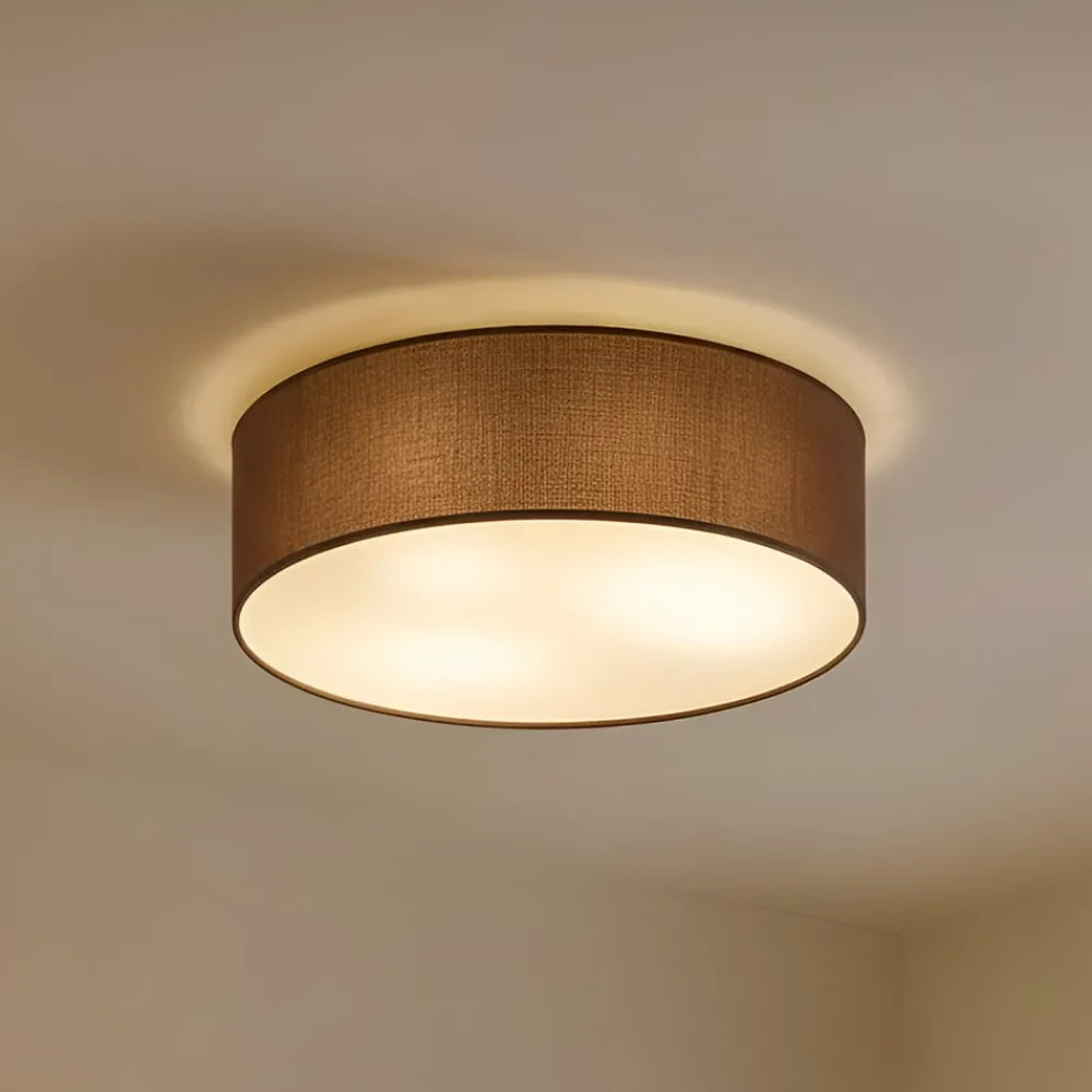 Lindby Gang|Loftlamper > loftslampe Sebatin, Ø 40 cm, lysebrun, stof, E27