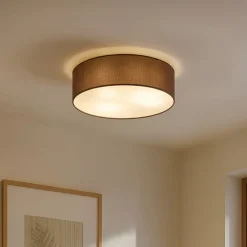 Lindby Gang|Loftlamper > loftslampe Sebatin, Ø 40 cm, lysebrun, stof, E27