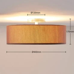 Lindby Gang|Loftlamper > loftslampe Sebatin, Ø 40 cm, lysebrun, stof, E27